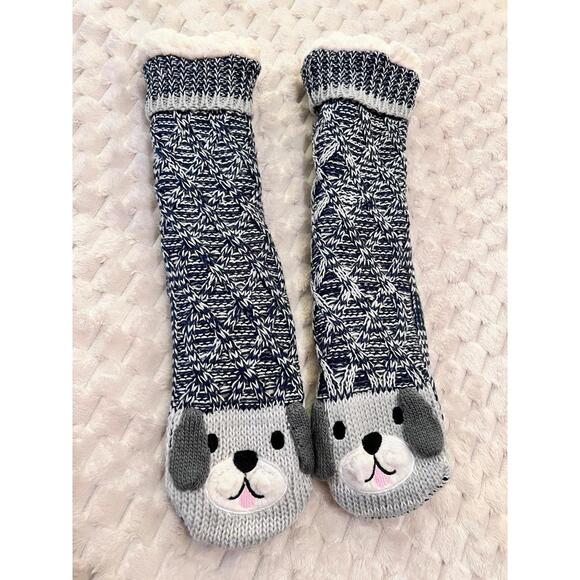 Lane & Bleecker non-slip fleece lined sock slippers, dog face (Women sizes 6-9) - Picture 1 of 6